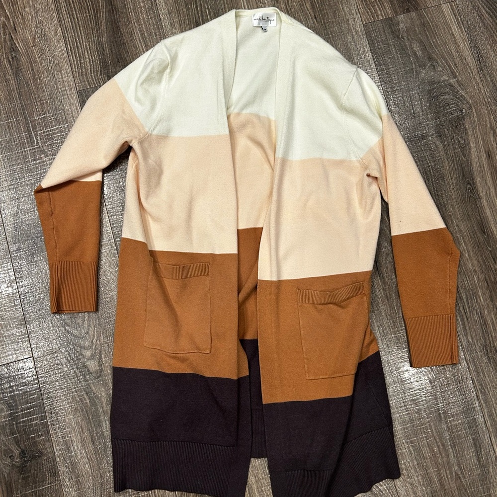 Colorblock Open Front Cardigan - Picture 2 of 3